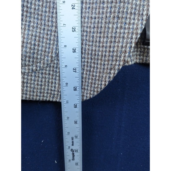 Tweed Speckled 42R Brown Blue/Grey Sport Coat w/ Elbow Patch VTG Leather Button - Picture 6 of 15